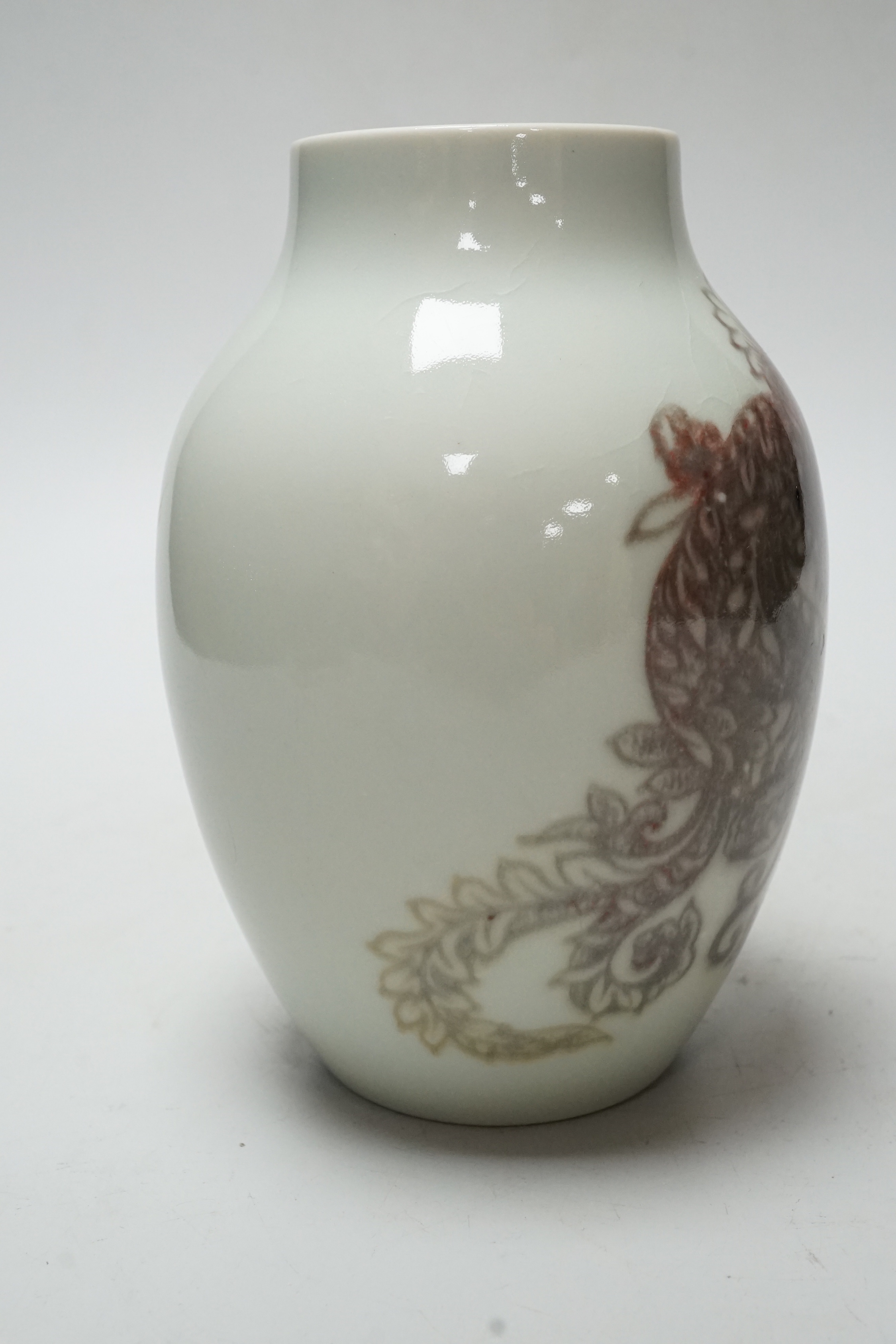 A Chinese underglaze copper red vase, 18cm high